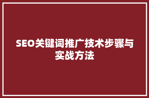 SEO关键词推广技术步骤与实战方法