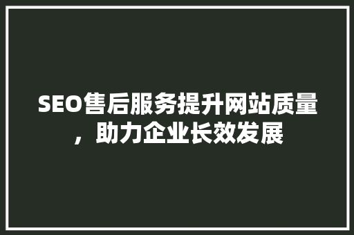 SEO售后服务提升网站质量，助力企业长效发展
