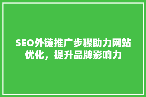 SEO外链推广步骤助力网站优化，提升品牌影响力