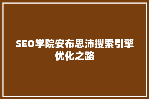 SEO学院安布思沛搜索引擎优化之路