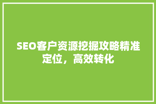 SEO客户资源挖掘攻略精准定位，高效转化