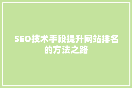 SEO技术手段提升网站排名的方法之路