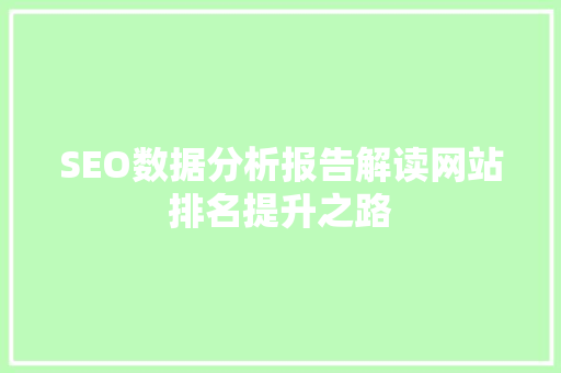 SEO数据分析报告解读网站排名提升之路