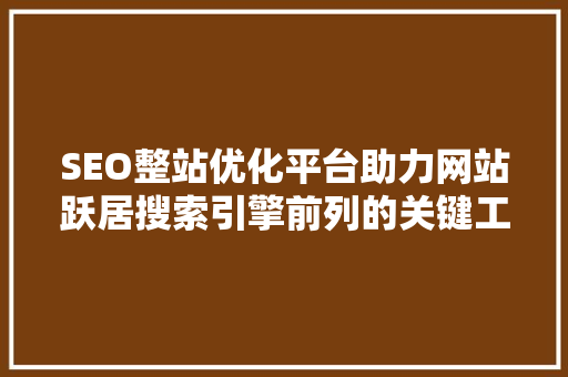 SEO整站优化平台助力网站跃居搜索引擎前列的关键工具