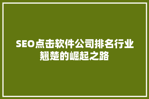 SEO点击软件公司排名行业翘楚的崛起之路