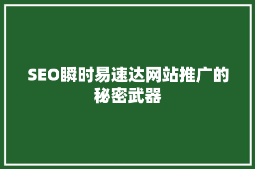 SEO瞬时易速达网站推广的秘密武器