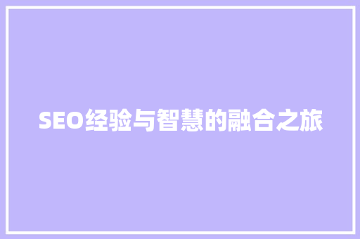 SEO经验与智慧的融合之旅