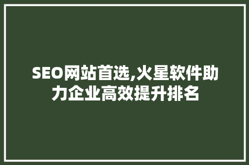 SEO网站首选,火星软件助力企业高效提升排名