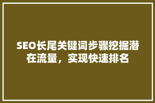 SEO长尾关键词步骤挖掘潜在流量，实现快速排名