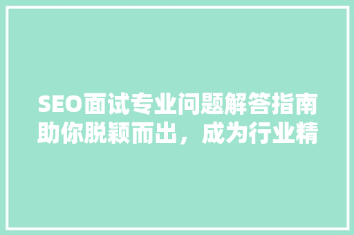 SEO面试专业问题解答指南助你脱颖而出，成为行业精英