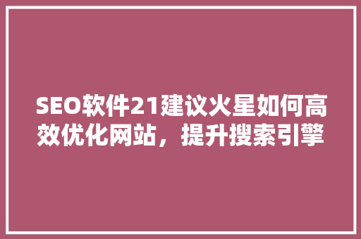 SEO软件21建议火星如何高效优化网站，提升搜索引擎排名