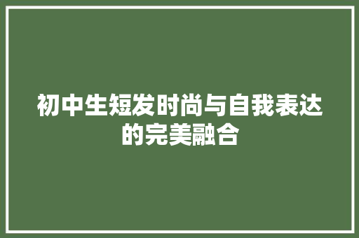 初中生短发时尚与自我表达的完美融合