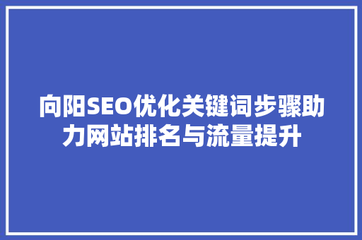 向阳SEO优化关键词步骤助力网站排名与流量提升