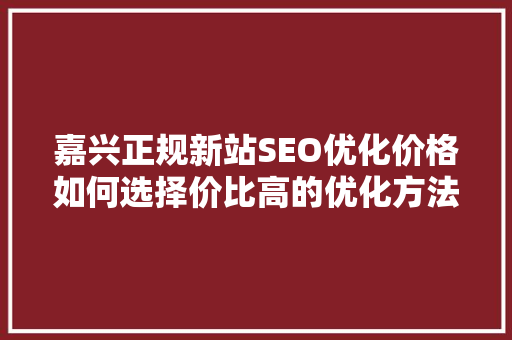 嘉兴正规新站SEO优化价格如何选择价比高的优化方法