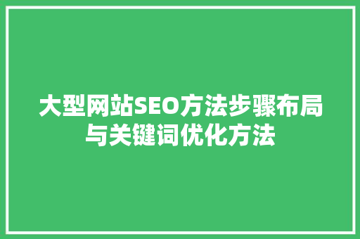 大型网站SEO方法步骤布局与关键词优化方法