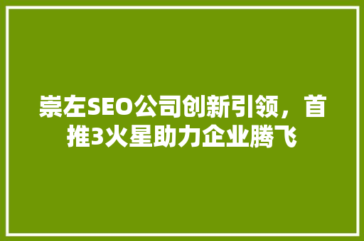 崇左SEO公司创新引领，首推3火星助力企业腾飞