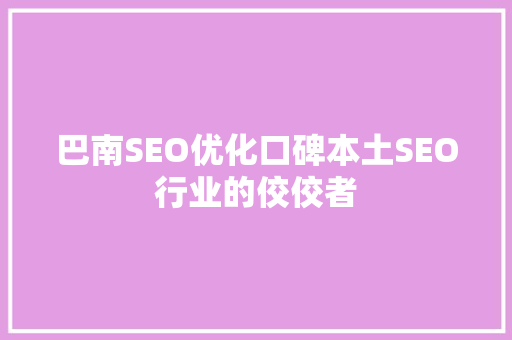 巴南SEO优化口碑本土SEO行业的佼佼者