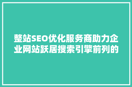整站SEO优化服务商助力企业网站跃居搜索引擎前列的秘密武器