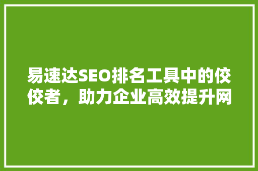 易速达SEO排名工具中的佼佼者，助力企业高效提升网站流量