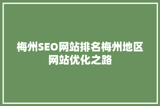梅州SEO网站排名梅州地区网站优化之路
