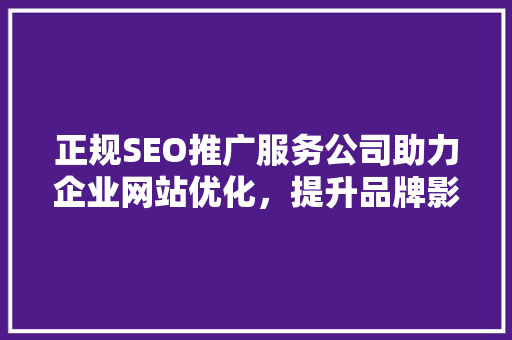 正规SEO推广服务公司助力企业网站优化，提升品牌影响力