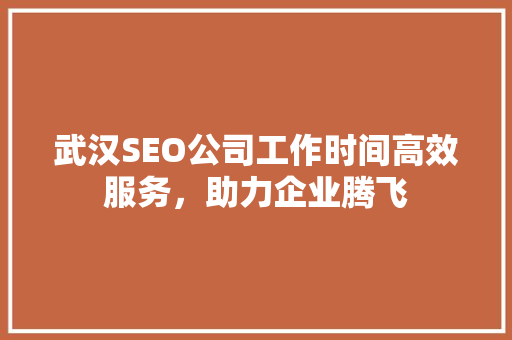 武汉SEO公司工作时间高效服务，助力企业腾飞