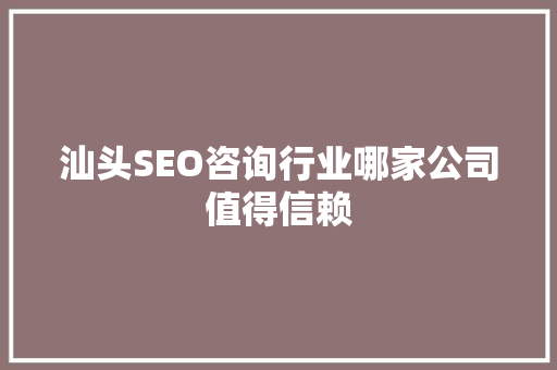 汕头SEO咨询行业哪家公司值得信赖