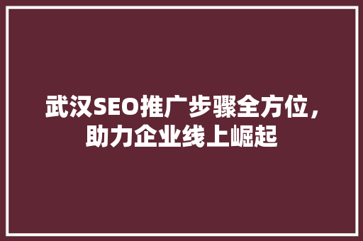 武汉SEO推广步骤全方位，助力企业线上崛起