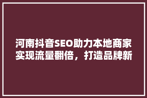河南抖音SEO助力本地商家实现流量翻倍，打造品牌新高度