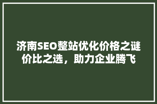 济南SEO整站优化价格之谜价比之选，助力企业腾飞