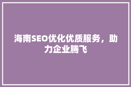 海南SEO优化优质服务，助力企业腾飞