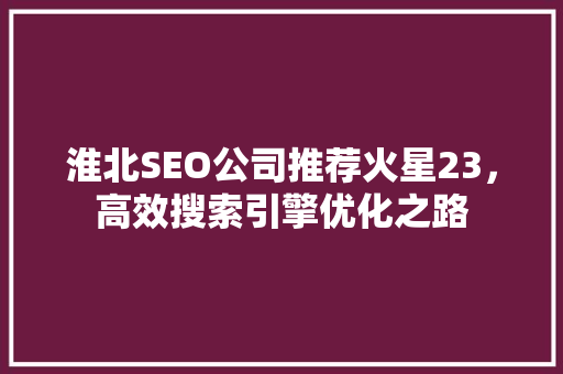 淮北SEO公司推荐火星23，高效搜索引擎优化之路