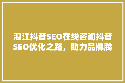 湛江抖音SEO在线咨询抖音SEO优化之路，助力品牌腾飞