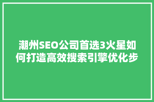 潮州SEO公司首选3火星如何打造高效搜索引擎优化步骤