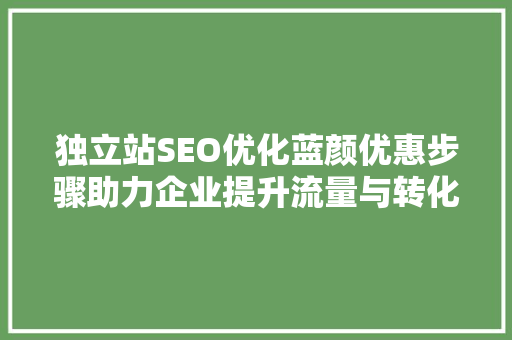 独立站SEO优化蓝颜优惠步骤助力企业提升流量与转化