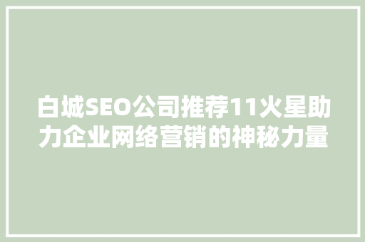 白城SEO公司推荐11火星助力企业网络营销的神秘力量