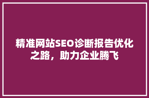 精准网站SEO诊断报告优化之路，助力企业腾飞