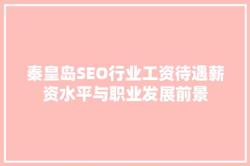 秦皇岛SEO行业工资待遇薪资水平与职业发展前景