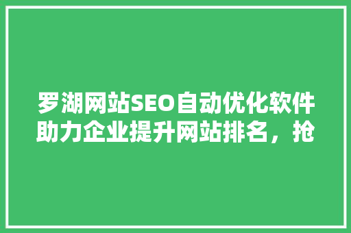 罗湖网站SEO自动优化软件助力企业提升网站排名，抢占市场先机
