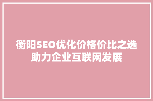 衡阳SEO优化价格价比之选助力企业互联网发展