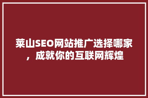 莱山SEO网站推广选择哪家，成就你的互联网辉煌