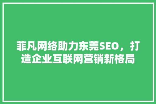 菲凡网络助力东莞SEO，打造企业互联网营销新格局