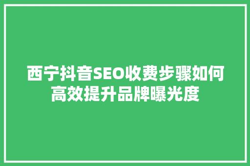 西宁抖音SEO收费步骤如何高效提升品牌曝光度