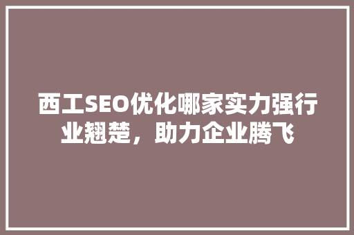 西工SEO优化哪家实力强行业翘楚，助力企业腾飞