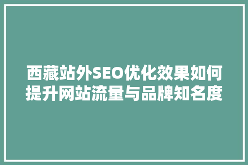 西藏站外SEO优化效果如何提升网站流量与品牌知名度