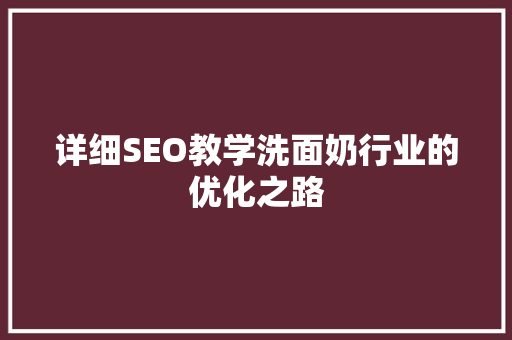 详细SEO教学洗面奶行业的优化之路