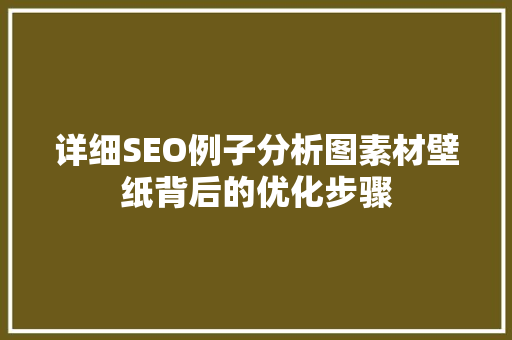 详细SEO例子分析图素材壁纸背后的优化步骤