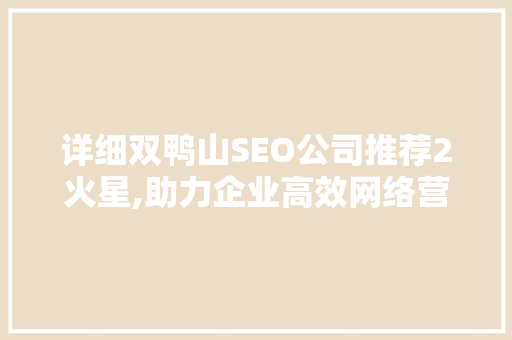 详细双鸭山SEO公司推荐2火星,助力企业高效网络营销