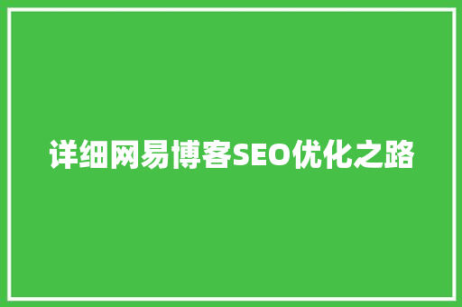 详细网易博客SEO优化之路