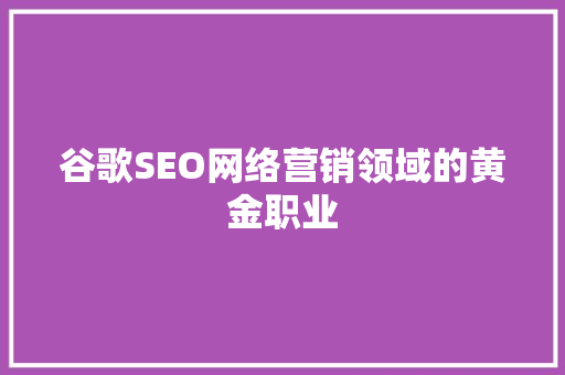 谷歌SEO网络营销领域的黄金职业